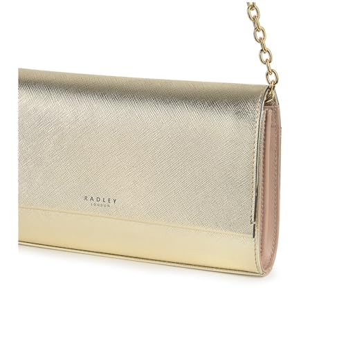 Image of RADLEY London Chancery Row Women's Mini Leather Flapover Crossbody Bag, Pale Gold