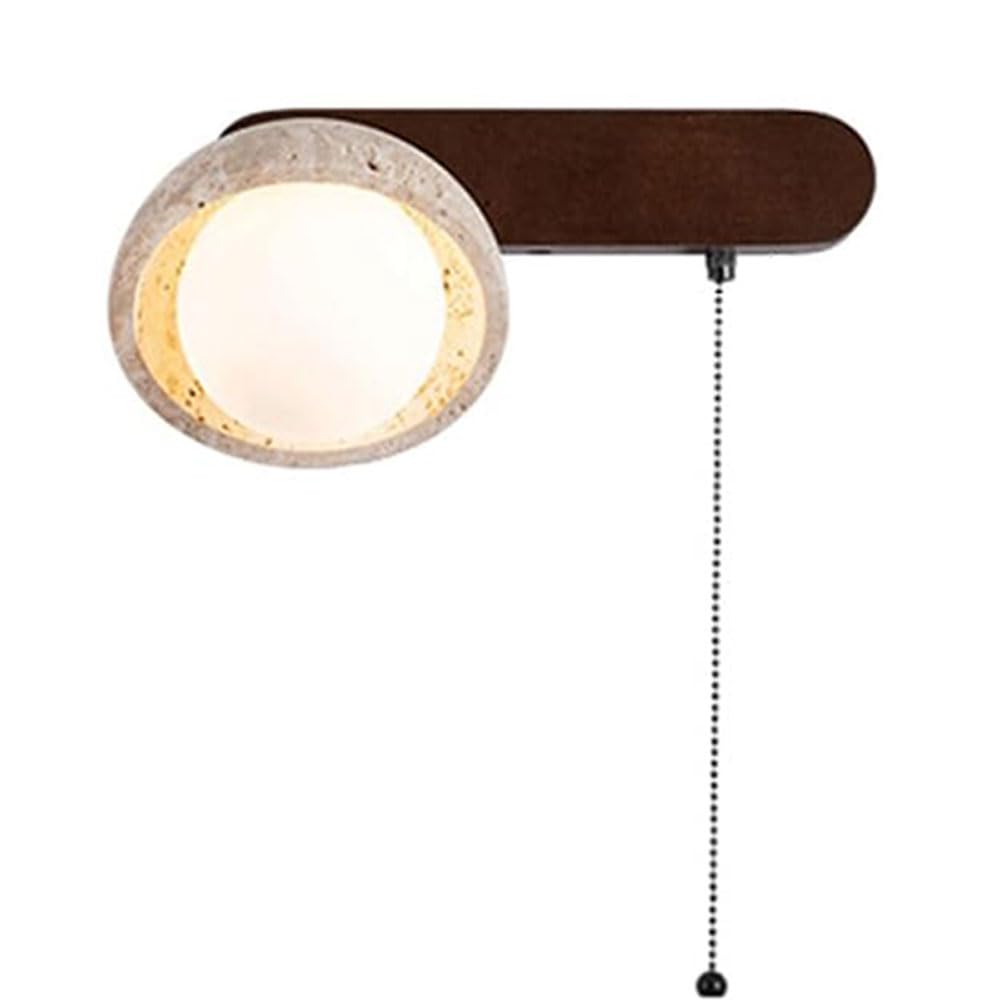 KBUUKYYXouy G9 Base Single-Head Wall Lamp, Nordic Industrial Style Wall Light, Personalized Yellow Travertine Wood Glass Wall Sconce, Bedside Living Room Cafe Decorative Lighting Fixtures