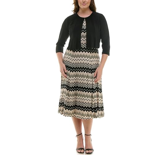 Image of Danny & Nicole Women's Solid Cardigan and Printed Dress Set