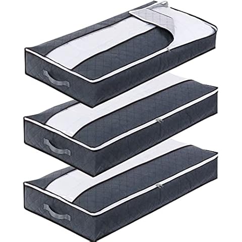 3 Stück Unterbettkommode 90L, Withosent Unterbett Aufbewahrungsbox Vliesstoff Faltbare Aufbewahrungstasche Kleideraufbewahrung Cover