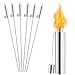 FIVMEN 6 Stück Gartenfackel Edelstahl Öllampe Öl 330ml mit Glasfaserdocht und Dochte Ölfackeln Fackeln Gartenfackeln für Draußen Garten 115 cm Hoch