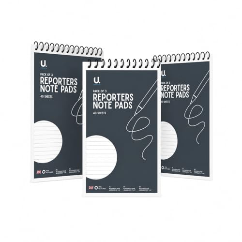 MA NASIR Reporters Notepad Pack Of 3 Wirebound Notebooks 5 X 8 Spiral Bound Note Pads With 40 Sheets Each Compact Writing Pads For Office School Home & Journalists Assorted Colours 22 X 13cm X 1cm