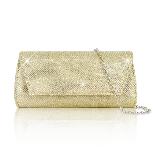 ZGZUN Evening Bag Clutch Purses for Women Ladies Girls Sparkling Mini Handbag Wedding Party Cocktail Prom Purse Crossbody Shoulder Envelope Bag with Detachable Chain