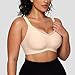 OEAK Womens Wireless Bras V Mesh Comfortable Bralette Supportive Tshirt Bra No Underwire Seamless Push Up Everyday Bras Nude M