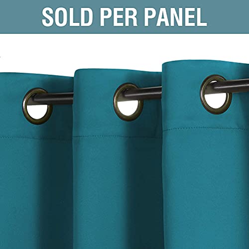 Image of H.VERSAILTEX Blackout Curtain for Living Room Small Window Kitchen Blackout Curtains 45 inch Length Energy Saving Solid Grommet Blackout Drape, One Panel, Turquoise Blue, 52 inch W x 45 inch L