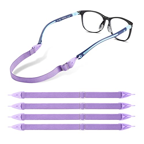 LVVFIT Kids Glasses Straps, Adjustable, 4pcs, Purple, Small