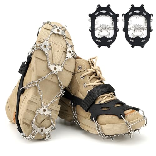 Image of PROBEROS Crampons with 24 Cleats for Hiking Boots Snow Shoes, M(35-40)
