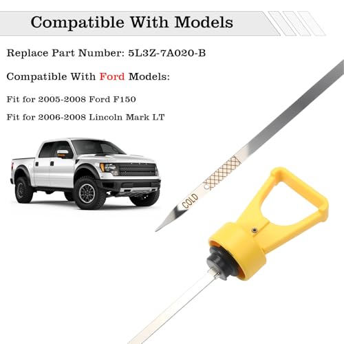 Image of 5L3Z-7A020-B Transmission Fluid Level Indicator Dipstick, Compatible with Ford F150 2005-2008 Lincoln Mark LT 2006-2008 5.4L 3V V8 4R70W