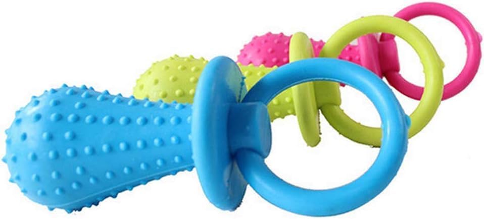 Mioaoa 1 Pc Random Color Dog Toys for Aggressive Chewers,Rubber Pacifier Puppy Dog Chewing Molar Play Toy Pet Supplies