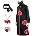 Yiomrmery Uchiha Itachi Manteau Anime Cosplay Costume pour enfants Adultes Unisexe Cosplay Halloween Noël Party Costume Cape avec bandeau et anneau (S)