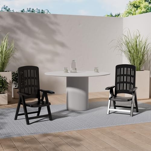 Fauteuil en résine pour repas de jardin et sieste sur la terrasse anthracite
