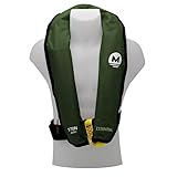 Gilet de Sauvetage Gonflable Automatique 170 N Essential – sans Harnais – Sécurité Marine ISO 12402 3 – Flottabilité 170 N – Noir – Sifflet de Signalisation & D Ring – Orange Marine (Vert)