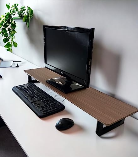 Mesa Stand Desk 85x22Cm Suporte elevado para Monitor pés Oval Freijó