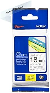 Brother TZe-141 Labelling Tape Cassette, 18 mm (W) x 8 m (L), Laminated, Brother Genuine Supplies - Black on Clear