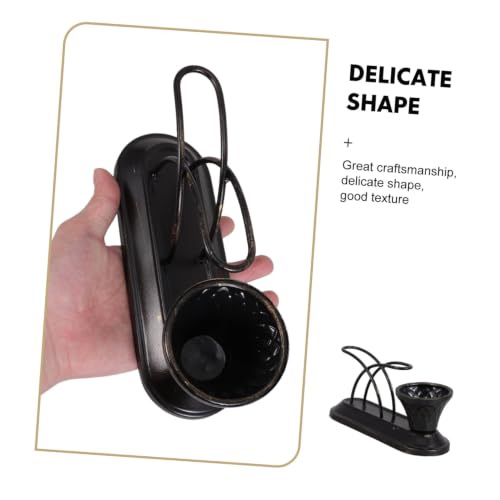 Servilletero de metal negro moderno con soporte para palillos y base estable de comedor 4