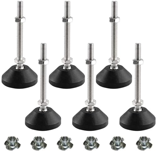 SHUIOG Lot de 6 pieds réglable M10 x 80 mm - Vis de réglage - Pied de meuble - Peut porter - Pieds réglables - Vis réglables - Pied réglables - Inclinaison maximale de 20 ° (6PCS M10 x 80mm x Ø40mm)