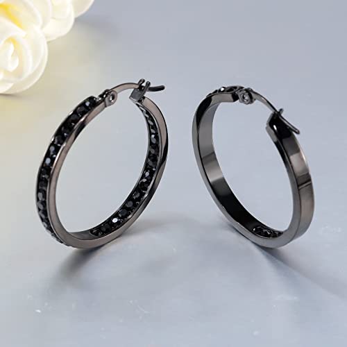 CiNily Stainless Steel Cubic Zirconia Hoop Earrings Silver/Gold Plated Earrings for Sensitive Ears4