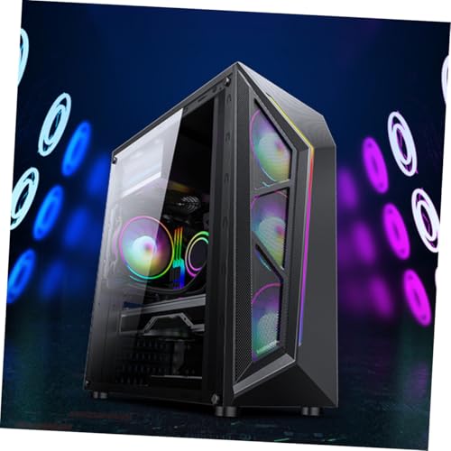 Gabinete de computadora de escritorio KALLORY RGB con panel lateral de vidrio templado, soporte de placa madre ATX, iluminación LED para juegos y uso de oficina miniatura 6