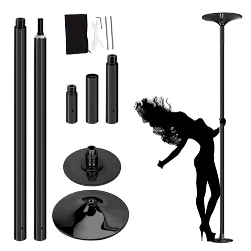 Black Spinning Dance Pole, Stripper Pole for Bedroom/Party/Living Room, Dancing Fitness Rod with Tools, No-Drill Portable Steel Pole (Color : 3.27M-3.8M(10.7FT-12.5FT))