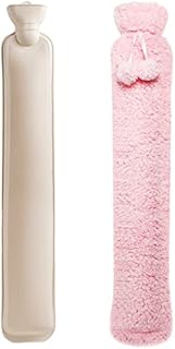 Long Hot Water Bottle with Cover UK, 2L Wearable Extra Long Hot Water Bottle Pouch for Body Waist Neck Back Shoulder Hand, 72cm Full Length Large Fluffy Hot Water Bag for Girls, Men, Adults (Pink)