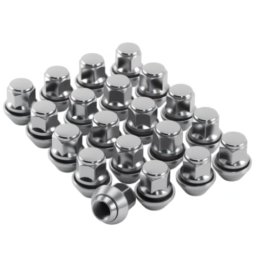 M12x1.5 Lug Nuts Chrome M12-1.50 Acorn 12x1.5 Taper Washer 19mm Hex Set of 20 for Ford Alloy Wheels Fit with Ford Escort Fiesta Focus Fusion Kuga