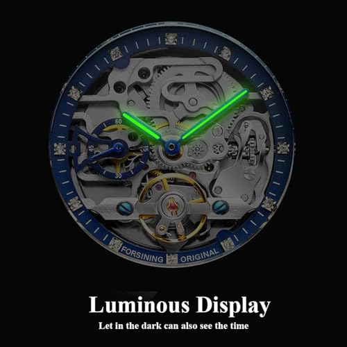 Image of FORSINING Vintage Watch for Men Engraved Automatic Self-Wind Mechanical Big Dial Luminous Moon Phase Golden Hollow Tattoo Pattern Wrist Watches, Mechanical
