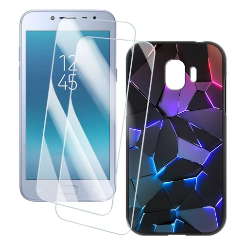 OAGELIM 2 Pack Screen Protector + Case Compatible with Samsung Galaxy Grand Prime Pro (5 inch) Case Artistic Cover and Tempered Glass Film Anti-Scratch (Fissure)