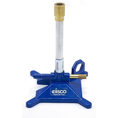 Eisco Labs Natural Gas Bunsen Burner with StabiliBase Anti-Tip Design and Handle Cover