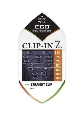 Model Model EGO 100% Human Hair CLIP IN 7PCS Straight Clip 22" (#1B Off Black)
