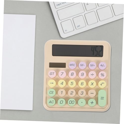 Calculadora mecánica para escritorio con botones de colores y diseño portátil para oficina y hogar 5