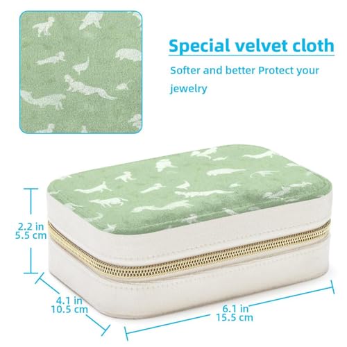 Boîte à bijoux élégante et spacieuse verte avec silhouette animal pour voyage - 5
