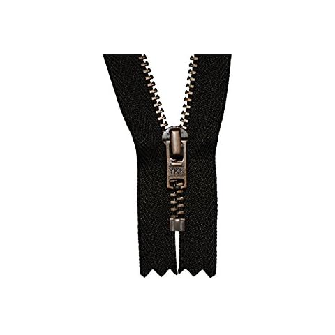 Unbekannt Reißverschluss schwarz 10 cm für Hosen Hosenreißverschluss 4 mm Metallzähne brüniert/Dunkles Messing Cover
