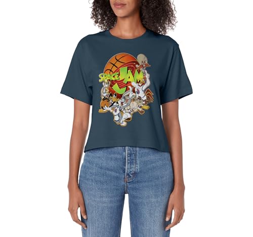 Space Jam Group Shot Basketball Logo Women's Crop Top