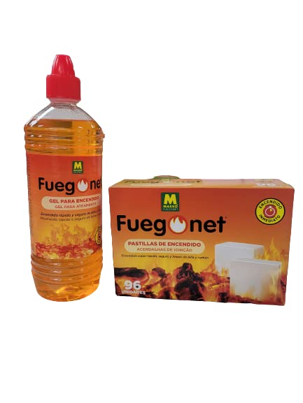Peyca Gel para encendido 1L + Pastillas de encendido inmediato 96 uds