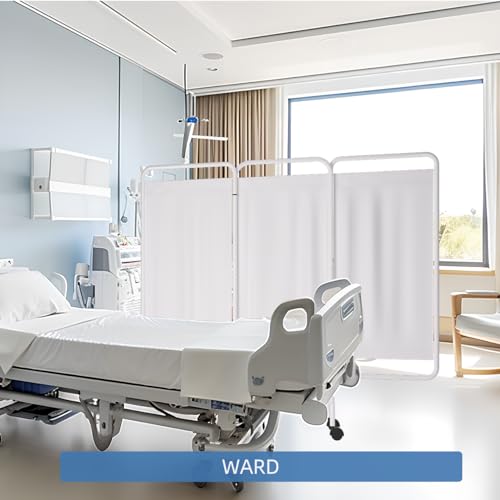 INNOVART 3-Panel Medical Privacy Screen with Wheels, Mobile Medical Privacy Screen Room Divider, Flame Retardant Vinyl Panels, Folds Easy for Storage