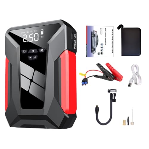 Rrlihjgu Motor de arranque de batería Portátil Cargador de coche | Cargador de batería automático y paquete de desembarcación,Accesorios de inflado de larga duración para vehículos