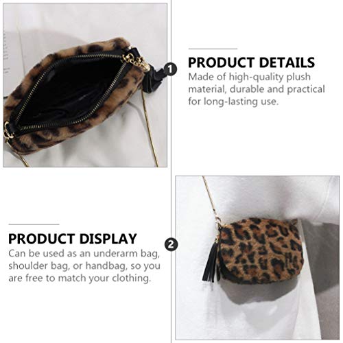 KESYOO Bolsa de Ombro de Pelúcia Feminina Bolsa Embreagem Alça de Corrente de Metal Bolsa de Padrão