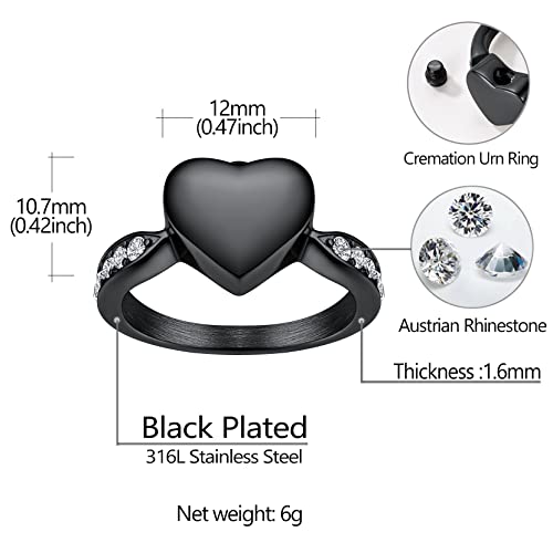 Image of Richsteel Stainless Steel Heart /Claddagh Cremation Urn Ring for Ashes for Women Waterproof Locket Rings Memorial Jewelry(with Gift Box)