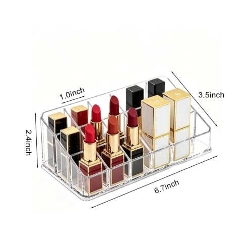 Image of Clear Acrylic Lipstick Lip Gloss Organizer 18 Slots Cosmetic Display Holder for Nail Polish Essential Oil
