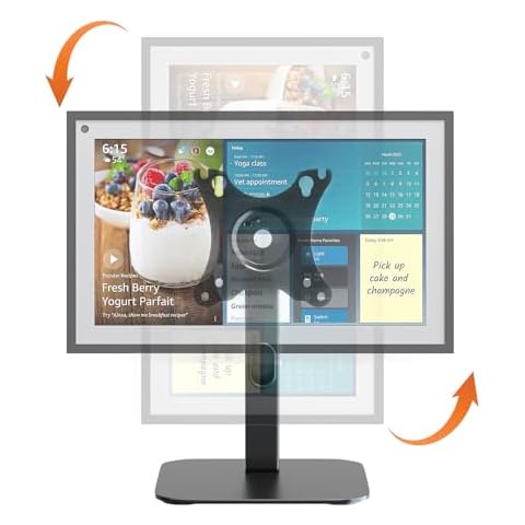 PUTORSEN Echo Show 15 Stand Swivel and Tilt, 360 Degree Screen Rotation,Adjustable Echo Show 15,Holds up to 5.5lbs,Black Cover
