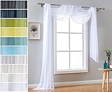 Red Co. Semi Sheer White Window Scarf, 54 by 288 Inches Long, Decorative Curtain Accent Window Valance