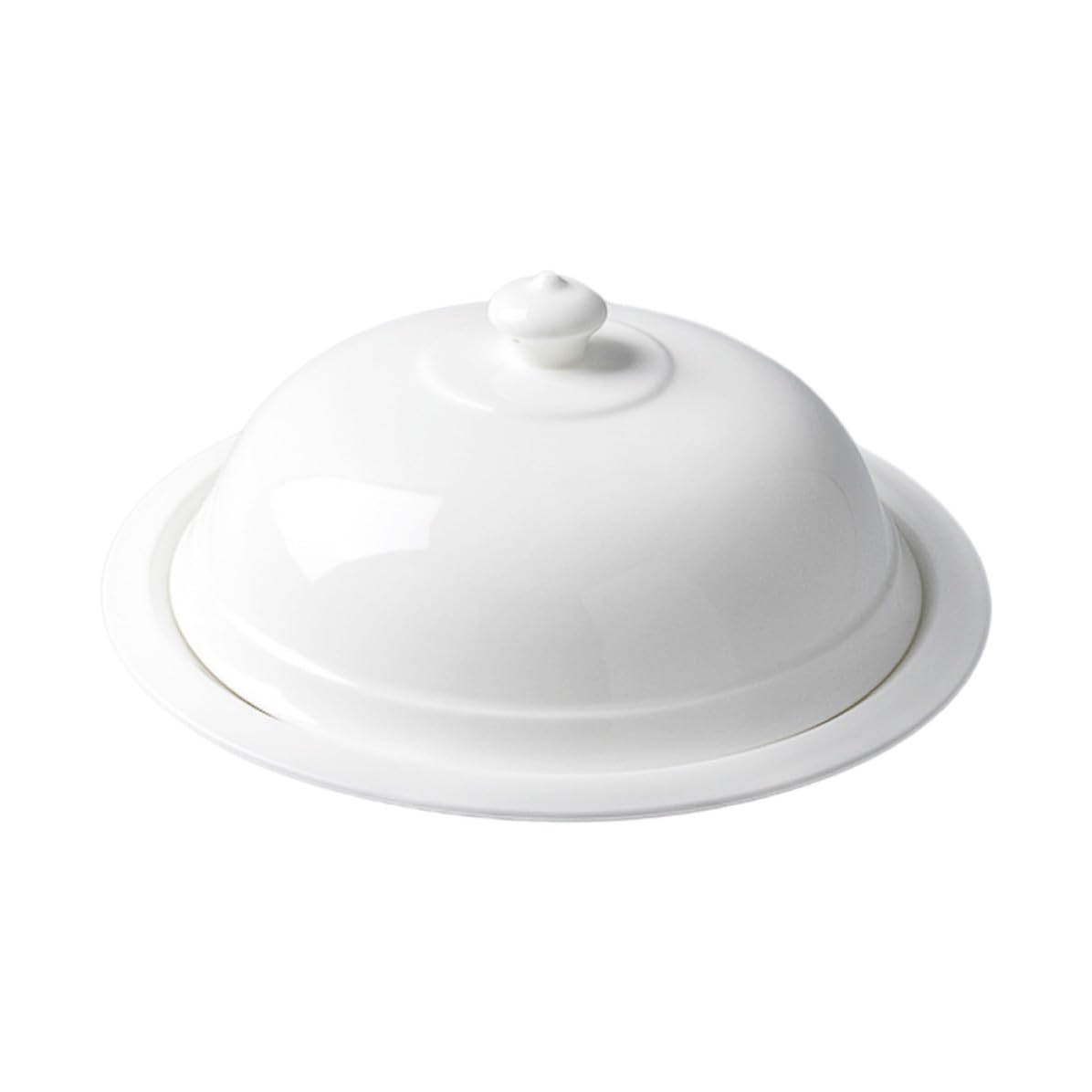 Plato de Cerámica Blanco con Tapa Fácil de Limpiar para Servir Comida al Estilo Francés Adecuado para Restaurante y Hogar