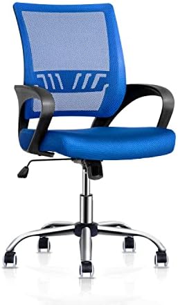MoNiBloom Mesh Office Chair, Mid Back Computer Chair with Ergonomic Design Rolling Swivel Chair with Lumbar Support, 250 lbs Capacity, Sapphire