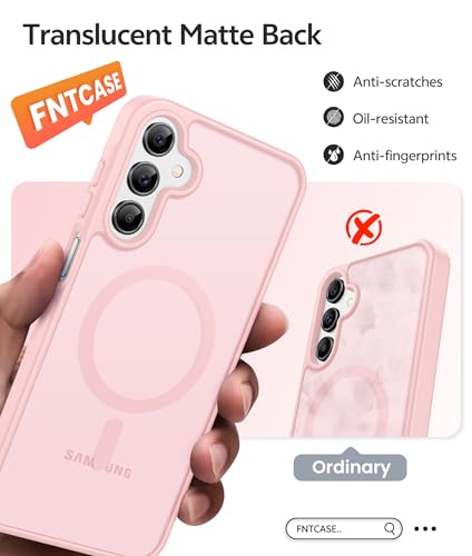 Image of FNTCASE for Galaxy A15 5G Phone Case: [Compatible with Magsafe] [Screen Protector] Matte Translucent Military-Grade Protection for Samsung A15 Cover - Light Pink