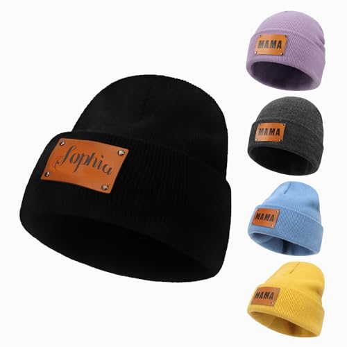 Custom Baby Beanie, Personalized Baby Kids Winter Hat, Infant Custom hat with Name, Knit Warm Caps for Boys Girls Adults - Main Image