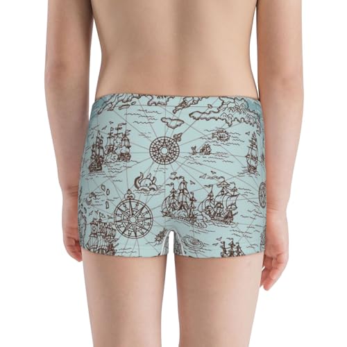 Boys' Cotton Boxer Brief Soft Underwear-Pirate Adventure Map3