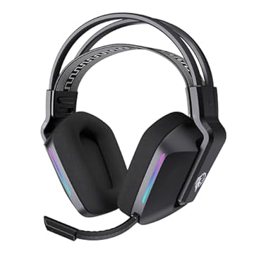 ILID Fone de Ouvido Gamer Bluetooth 5.2 com Microfone Removível,Conexão Dual(Sem Fio/Cabo 3.5mm),Alto-Falante 50mm,Surround 7.1,RGB,Bateria 1000mAh-Headset para PC/PS4/Escritório/TV(Preto)