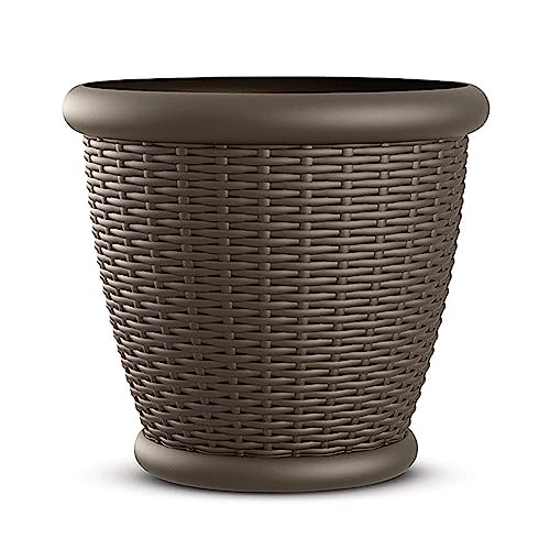 Suncast 4 Pack Wicker Planter w/ Drillable Drain Holes, Decorative Indoor/Outdoor Pot, 18in, Java - image 6