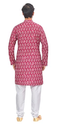 Image of Studio Shringaar Men's Cotton Relaxed Fit Block Printed Knee Length Regular Kurta (M121)