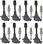 OYEAUTO Ignition Coil Iridium Spark Plug Pack Set of 8 Compatible with Nissan Infiniti Armada Titan Pathfinder QX56 NV2500 NV3500 5.6L